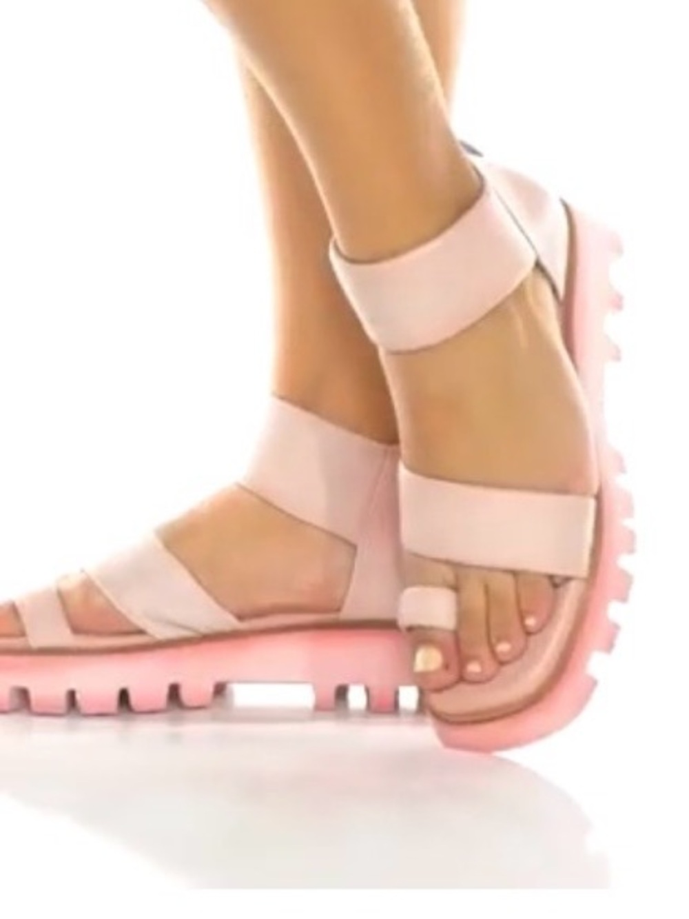 #237 Free People NIB Maddiox Lug Sole Sandal Blush Pink Chunky-Strap.